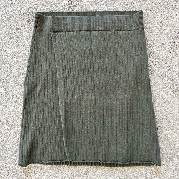 Free People Olive Green Ribbed Knit Skirt - Picture 1 of 4